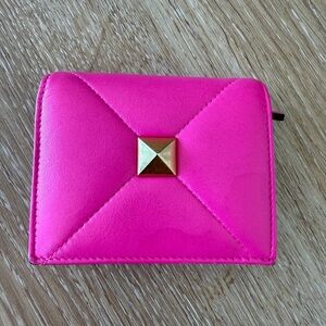 Authentic Valentino Garavani Roman Stud Nappa Wallet - Rare color Fuchsia